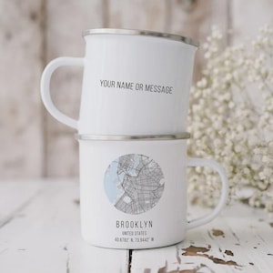 City Map Mug, Street Map Print, Your City, Your Location, Wedding Engagement Mug, Ceramic Mug, Enamel Mug, Personalized Mug
