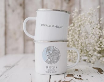Stadt Karte Becher, Straßen Karte Druck, Ihre Stadt, Ihre Lage, Hochzeit Verlobung Becher, Keramikbecher, Emaillebecher, personalisierte Becher