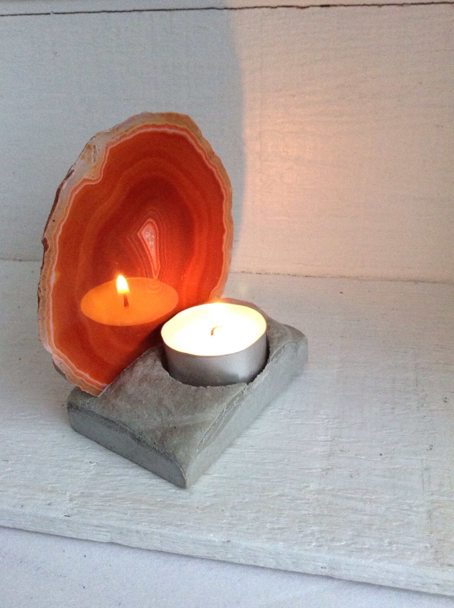 Agate and concrete candle holder Etsy