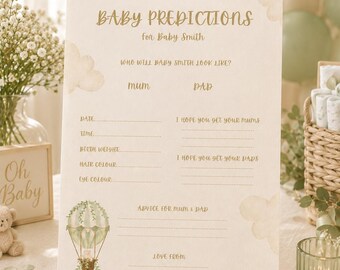 Baby Predictions Game | Hot Air Balloon Theme, Baby Shower Activity (PDF Download)