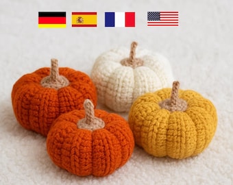 Handmade crochet pumpkin Pattern: Amigurumi Fall Decor (PDF Download) English , French, German , Spanish