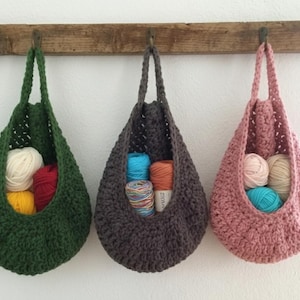 Patrón de cesta colgante de crochet con forma de lágrima: Almacenamiento de lana estilo bohemio (DIY)