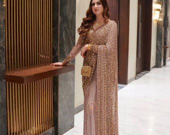 Premium Butterfly Net Saree Luxury Sequin Embroidered Designer Saree Wedding Party Wear Outfit Elegant Bridesmaid Reception Saree For Women