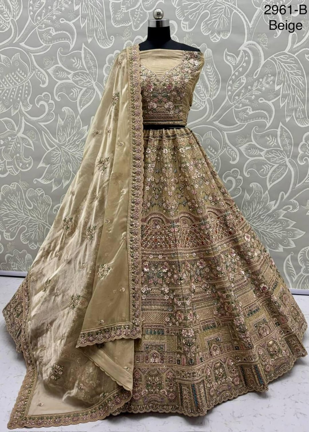 Beige Bridal Lehenga Choli Set Heavy Embroidered Indian Wedding Lehenga  With Dupatta for Bride & Reception Party Wear Indian Outfit - Etsy