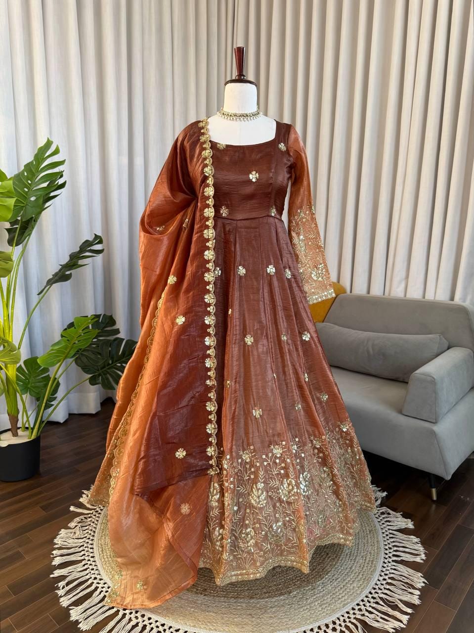 Brown Anarkali - Etsy Brown Anarkali - Etsy