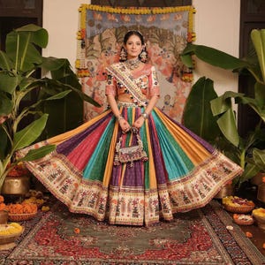 brown garba dress Earthy Cowrie Work Chaniya Choli for Navratri