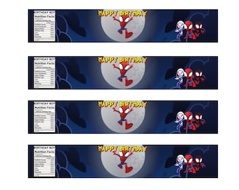 Spidey chip bags an water bottle lables