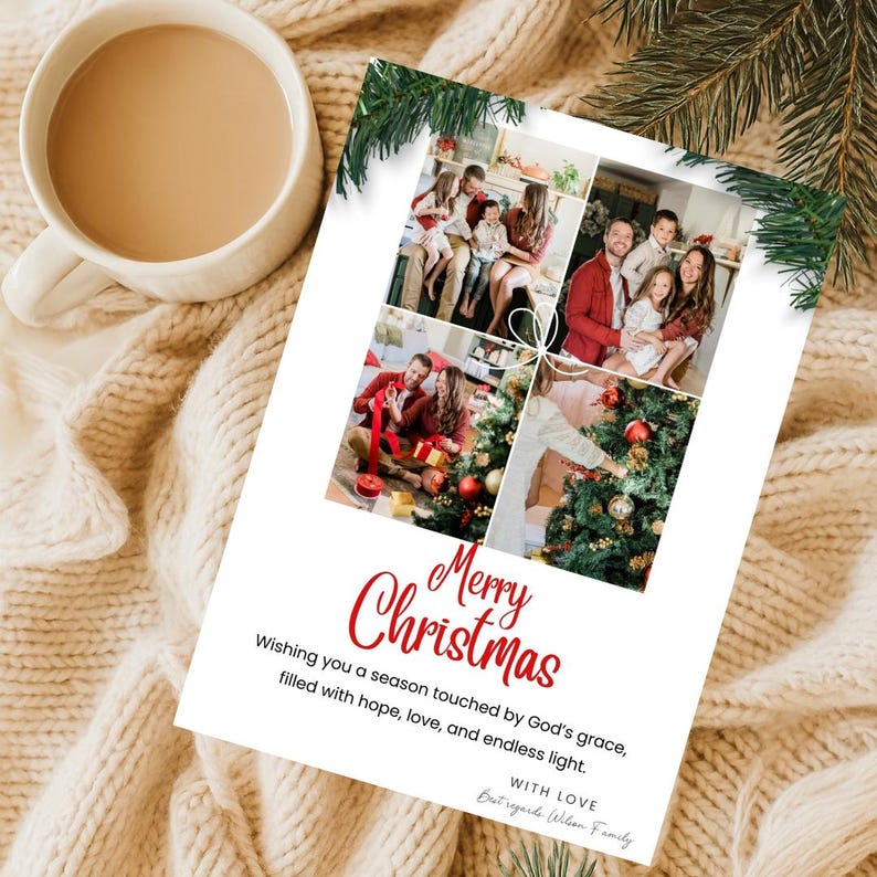 Editable Christmas Card Template | Holiday Photo Card | Modern Xmas ...