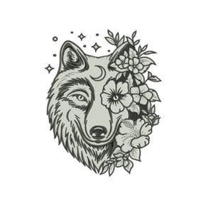 Wolf Embroidery Design | Animal Machine Embroidery File | Digital Download | Forest Wildlife Stitch