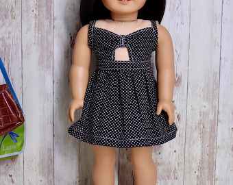 Black and white polkadot dress, 18" doll clothes