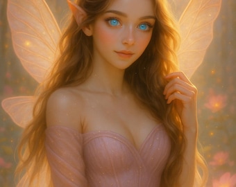 Pink Fairy Phone Wallpaper – Soft Pastel Fantasy Background (PNG Download)