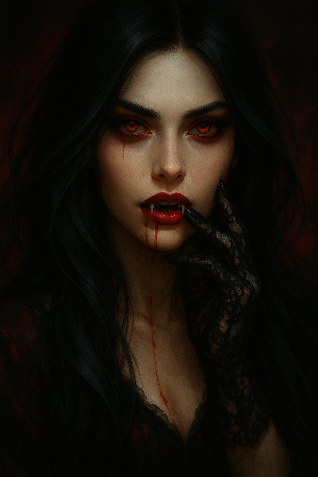 Gothic Vampire Girl Phone Wallpaper – Horror Fantasy Digital Art PNG ...