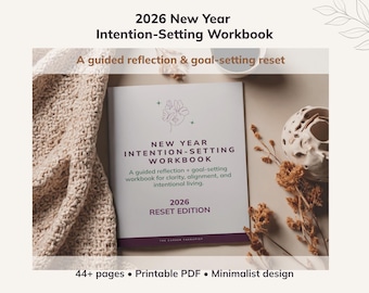 Cahier d'exercices sur les intentions du Nouvel An 2026 | Journal de réflexion et d'établissement d'objectifs | PDF de réinitialisation de fin d'année