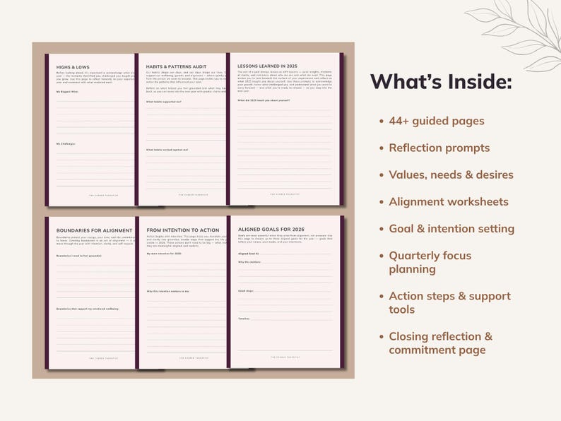 2026 New Year Intention Workbook | Reflection & Goal Setting Journal ...