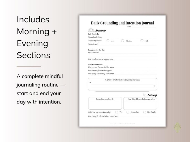 Setting Daily Intentions Worksheets.pdf Printable Daily Intention Journal: Gratitude & Mindfulness Worksheet ...