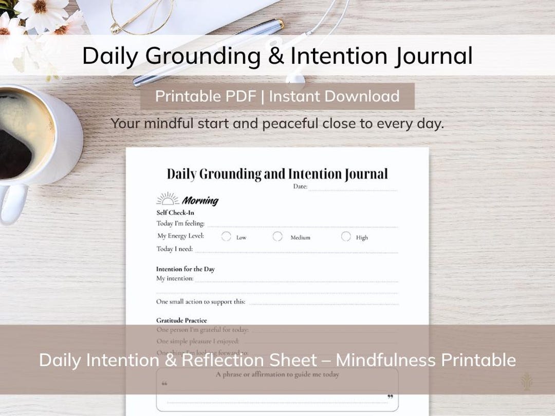 Daily Intentions Worksheet.pdf Printable Daily Intention Journal: Gratitude & Mindfulness Worksheet ...