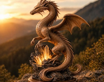 Kristalldrake STL-fil | Ledad drake 3D-modell | Fantasydrake STL | 3D-utskrift av drakleksak | Direkt nedladdning