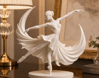 Skulptur av balettdansare 3D-modell | Balettdansare STL-fil | Ballerinastaty | 3D-utskrift för heminredning | Nedladdning av konstskulptur