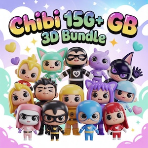 Chibi 150+ GB 3D STL Bundle | Cute Anime Style Mini Character Models for 3D Printing | Massive Printable Figurine Collection