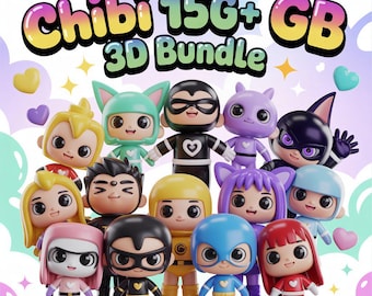 Chibi 150+ GB 3D STL-paket | Söta minifigurmodeller i animestil för 3D-utskrift | Massiv samling utskrivbara figurer
