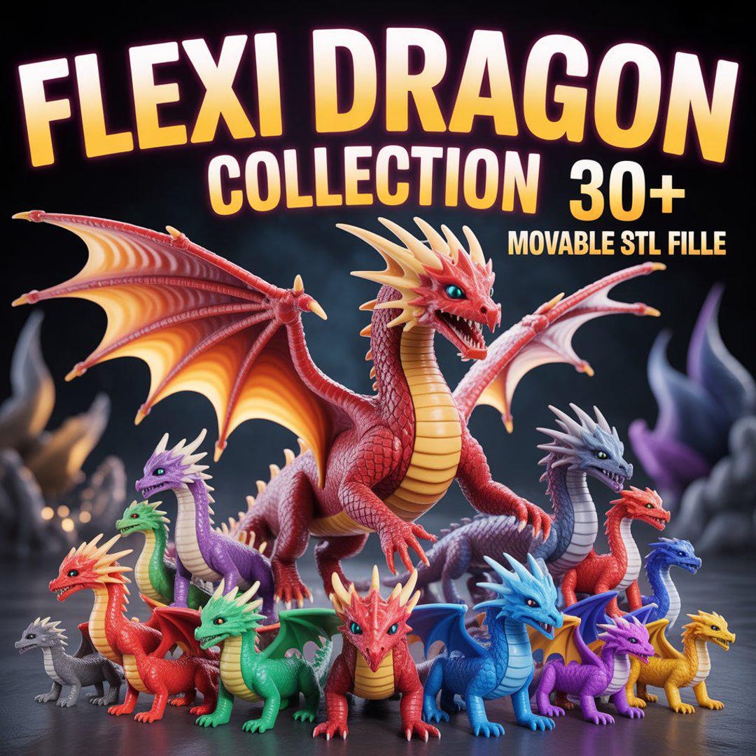 Flexi Dragons 30+ 3D STL Bundle | Articulated Dragon Models | Flexible ...