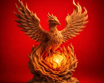 Phoenixskulptur STL-fil | 3D-utskrift Phoenixmodell | Mytisk fågel STL | Fantasiskulptur STL | Ladda ner 3D-utskrift för heminredning