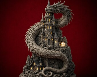 Drakborgstorn STL-fil | Fantasy Draktorn 3D-modell | Bordsrollspelsterräng STL | 3D-utskriftsdekoration nedladdningsfil