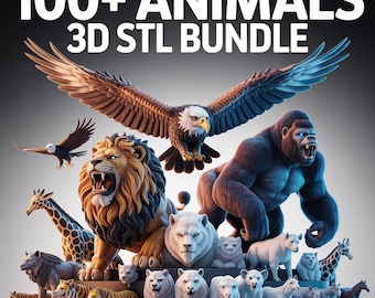 Djur 100+ 3D STL-paket | Högdetaljiga utskrivbara djurmodeller för 3D-utskrift | Set med figurer, dekorationer och displaydesigner
