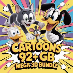 Cartoons 3D STL 92+ GB Mega Bundle | 3D Printable Cartoon Characters, Figures, Statues | STL Files for 3D Printing & Collectors