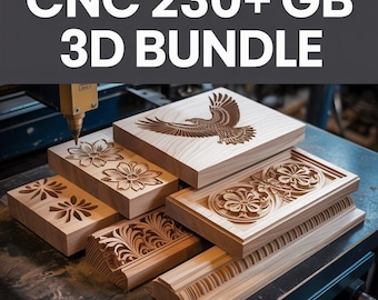 CNC STL 3D 230+ GB Mega Bundle | 3D-utskrivbara och CNC-snideridesigner, reliefer, mönster | STL-filer för CNC-maskiner och 3D-utskrift