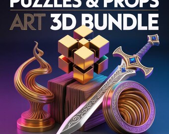 Pussel och rekvisita 3D STL-paket | Interaktiva pusselmodeller och kreativa rekvisita för 3D-utskrift | Digital nedladdning
