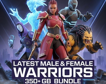 3D-utskrivbart Warrior STL Mega Bundle: Hjältar, riddare, soldater (370+ GB Mega Drive-åtkomst)