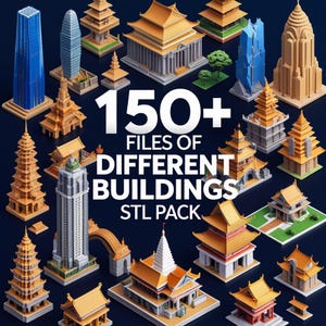 Pacchetto di oltre 150 file STL 3D di edifici / Modelli architettonici stampabili per la stampa 3D / Raccolta di città, case e strutture