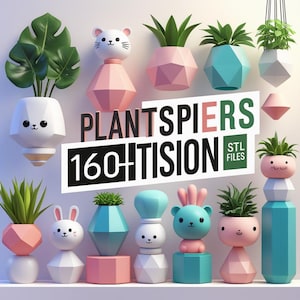 Planters 150+ 3D STL Bundle | Plant Pot STL Files | 3D Print Planter Collection | Indoor Outdoor Plant Pots | Instant Download