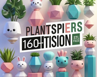 Planteringskärl med 150+ 3D STL-filer | STL-filer för växtkrukor | 3D-utskrift av planteringskärl | Planteringskärl för inomhusbruk | Direkt nedladdning