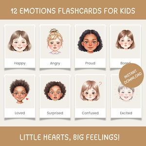 Emotions Flashcards for Kids: Social Emotional Learning Activity (Printable Digital Download
