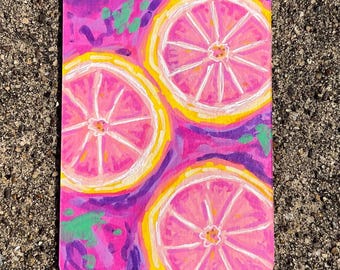 ACEO Print of Original Artwork | Hand Signed | Abstract Grapefruit | Mini Collectible Art