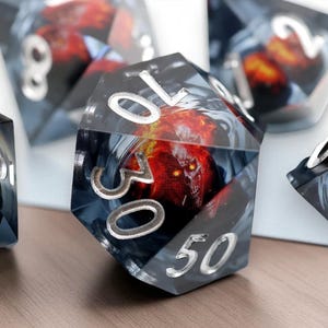 Demon Eye Dice Set, Polyhedral Dark Fantasy Gothic Dice Set, Unique Dnd Dice for Tabletop Games