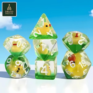Duck DND Dice Set, Polyhedral Dice Set of 7, Dice Filled With Ducks, Dice Role For TRPG DND Accessories
