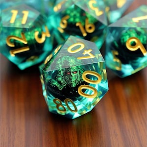 Demon Eye Dice Set, Polyhedral Dark Fantasy Gothic Dice Set, Unique Dnd Dice for Tabletop Games