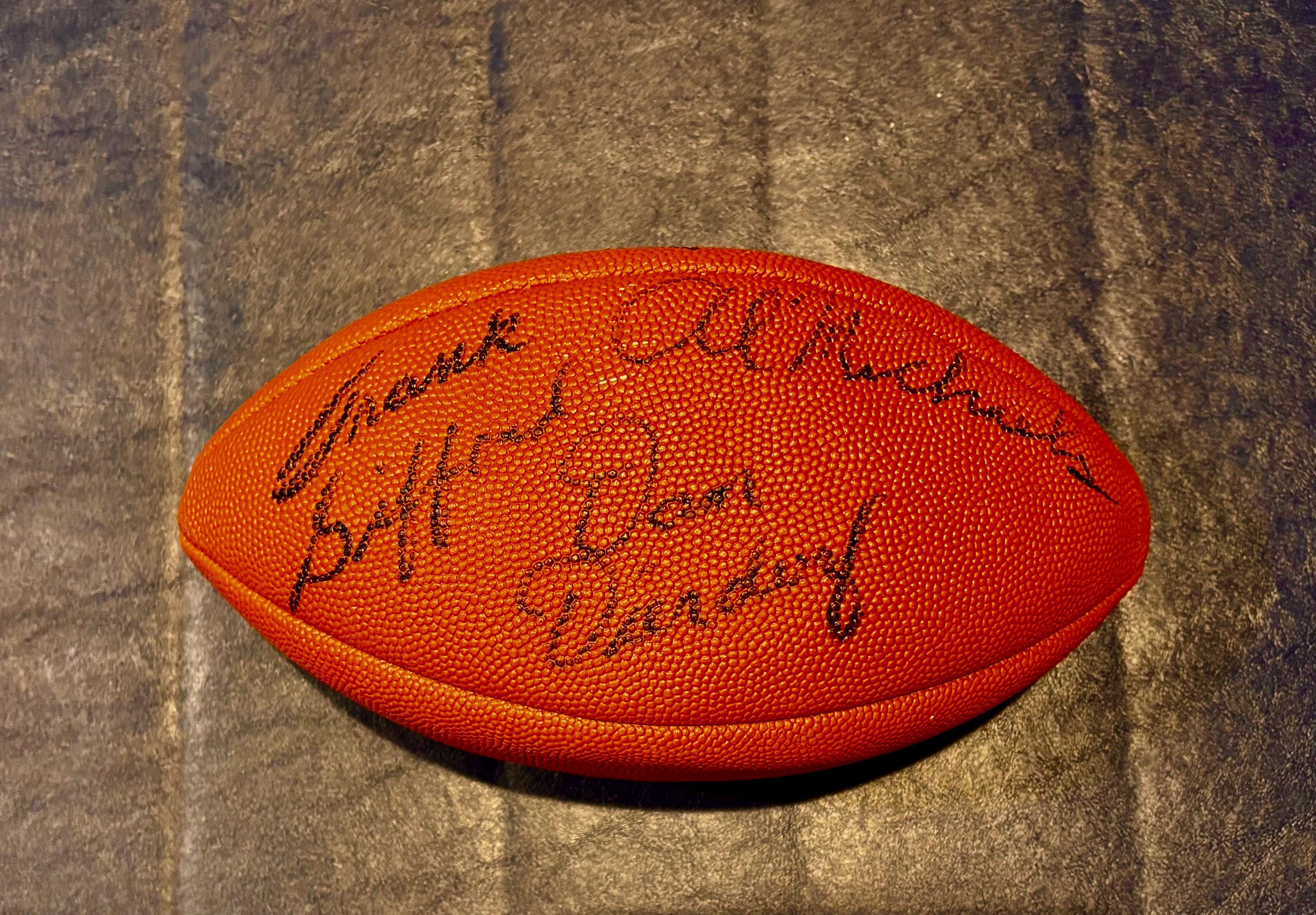 Vintage SIGNED NFL Football - Al Michaels, Frank Gifford, Dan