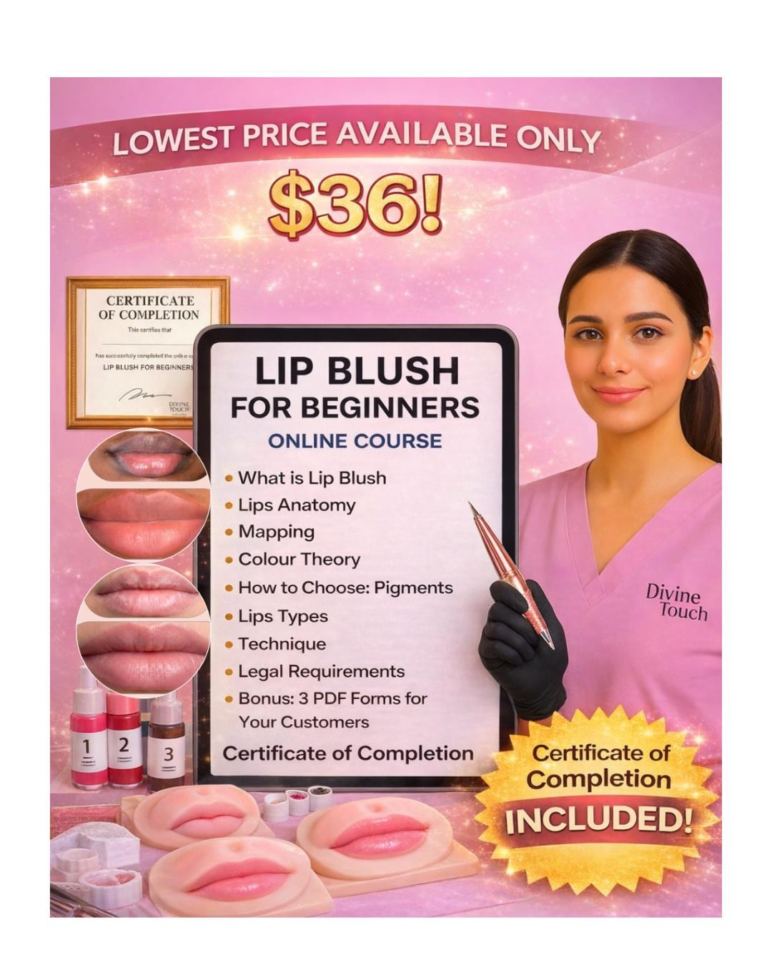 Lip Blush Online Course for Beginners PMU Training With Certificate ...