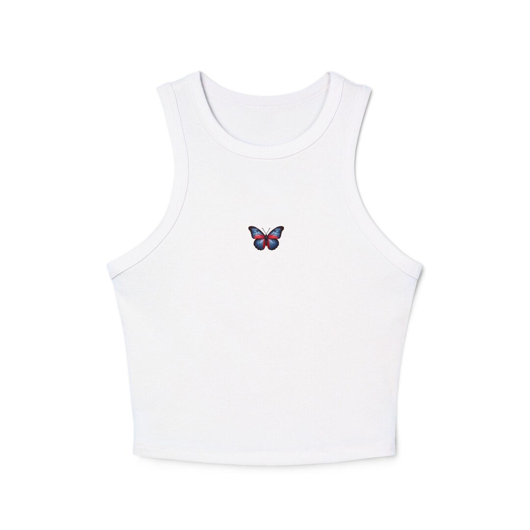 Women's Micro Rib Racer Butterfly Effect Tank Top - Etsy