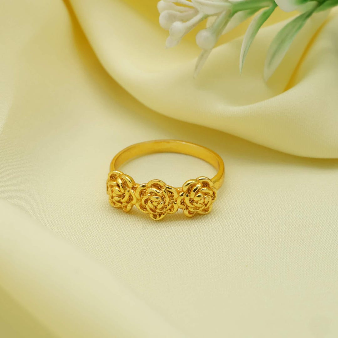 Triple Rose Ring for Women, Flower Band, Romantic Floral Jewellery ...