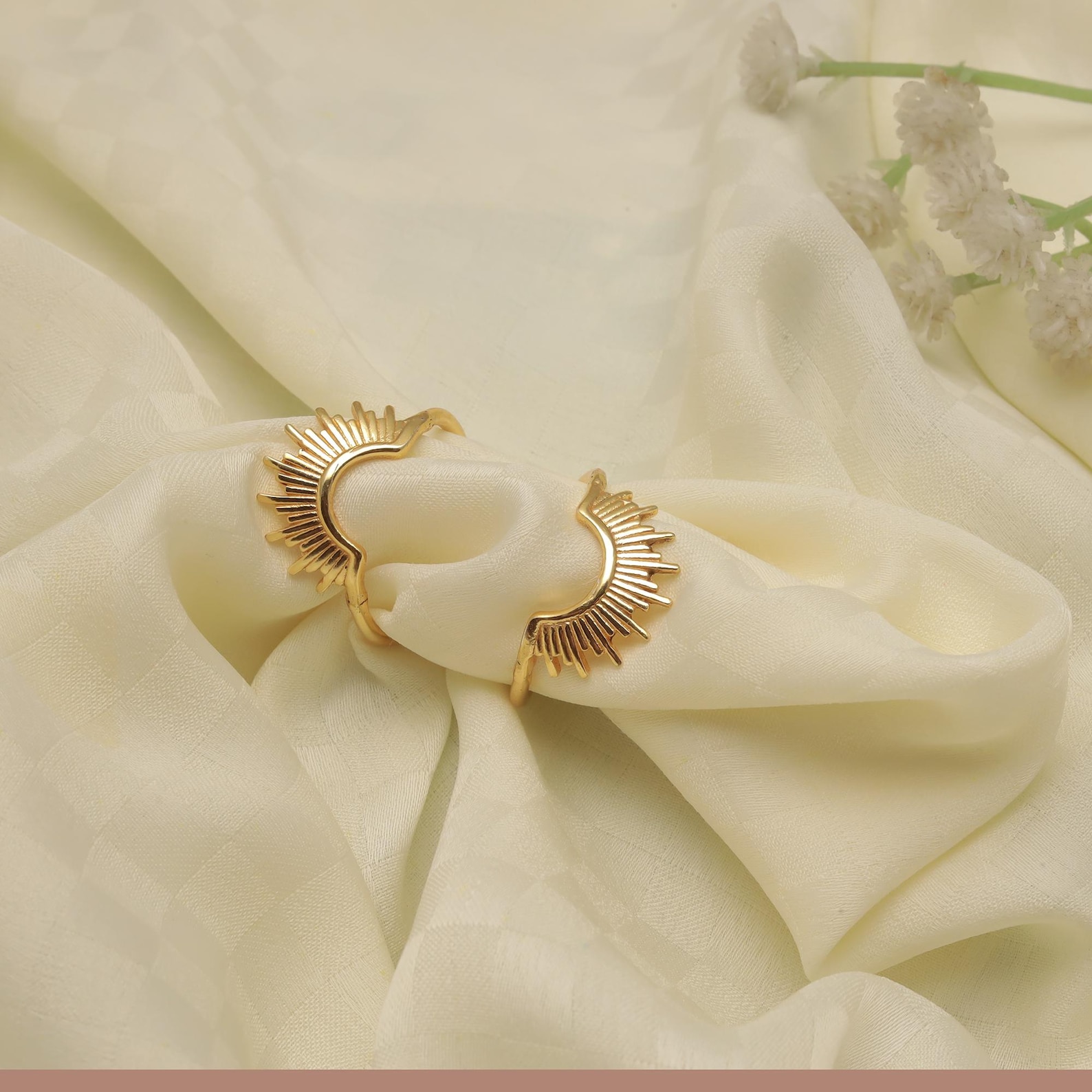 Gold Double Finger Sunburst Ring - Adjustable Statement Ring ...