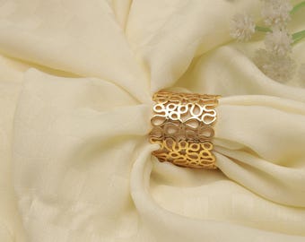 Intricate Filigree Band Ring, Wide Gold Lace Ring, Brass or Sterling Silver Statement Ring, Detailed Openwork Jewellery, Gift for Her