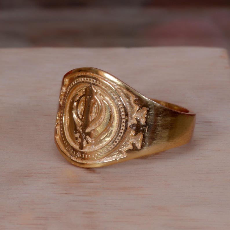 Sikh Rings Stone Khanda Ring, Sikh Symbol Jewellery, Brass Signet Ring, Religious Ring ...