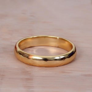 Tjock slät mässingsring, brett polerat band, djärv guldstapelring, vardagssmycken, minimalistisk vigselring