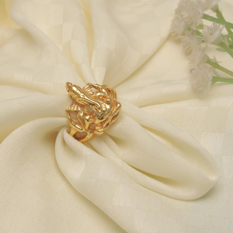 Gold Ganesha Ring,ganesha Jewelry, Hindu God Ring, Spiritual Elephant ...