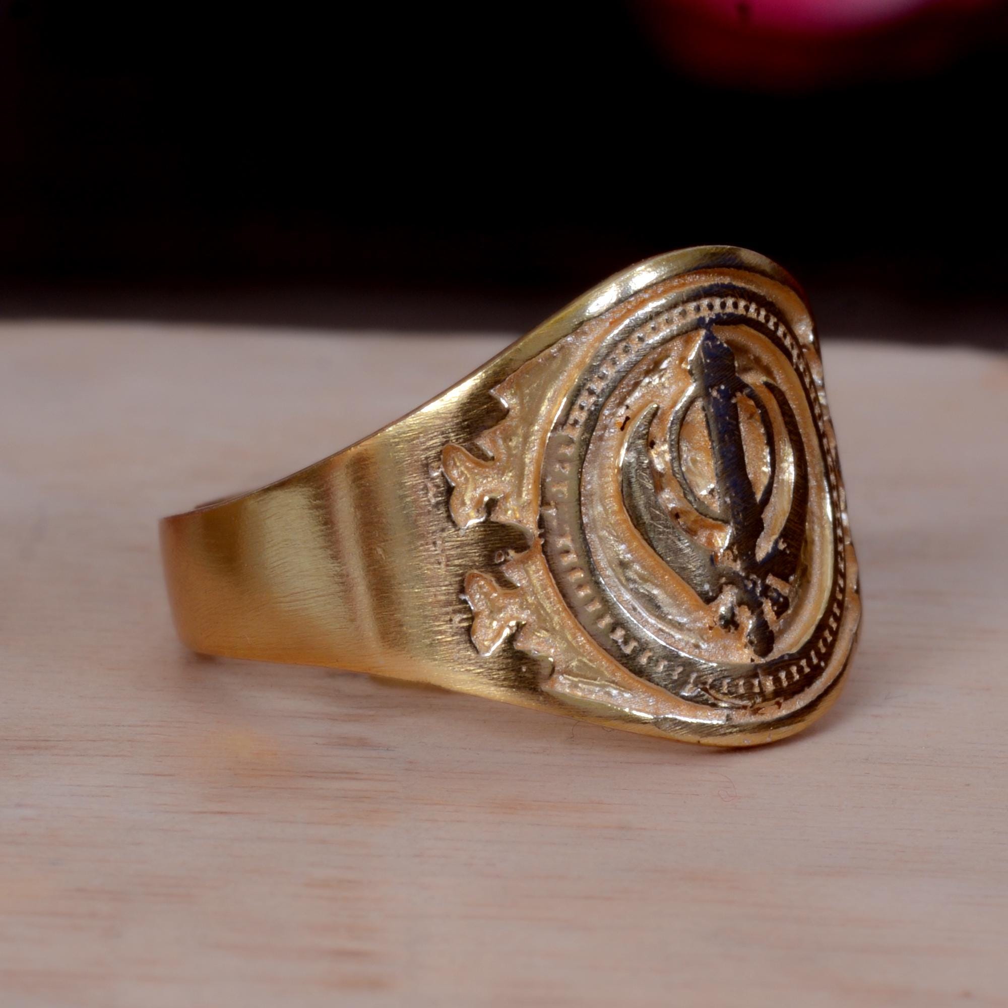 Sikh Rings Stone Khanda Ring, Sikh Symbol Jewellery, Brass Signet Ring, Religious Ring ...